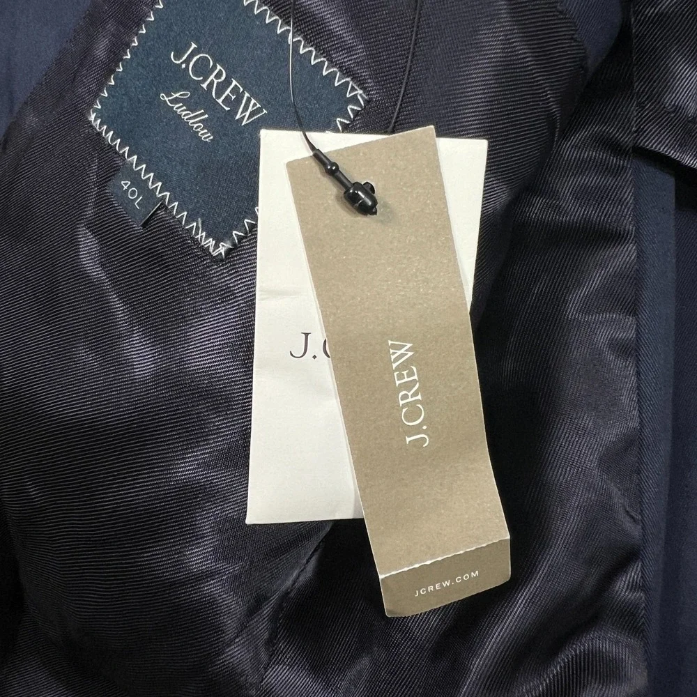 J Crew Ludlow Navy Blue Blazer Mens 40L New Suit Jacket Slim Fit Cotton Chino